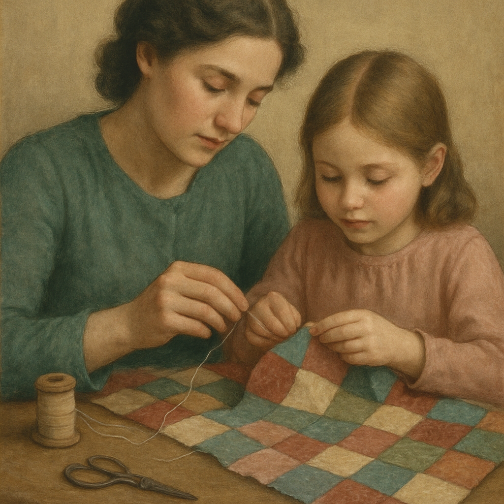 Patchwork Blanket Stitching Number painting