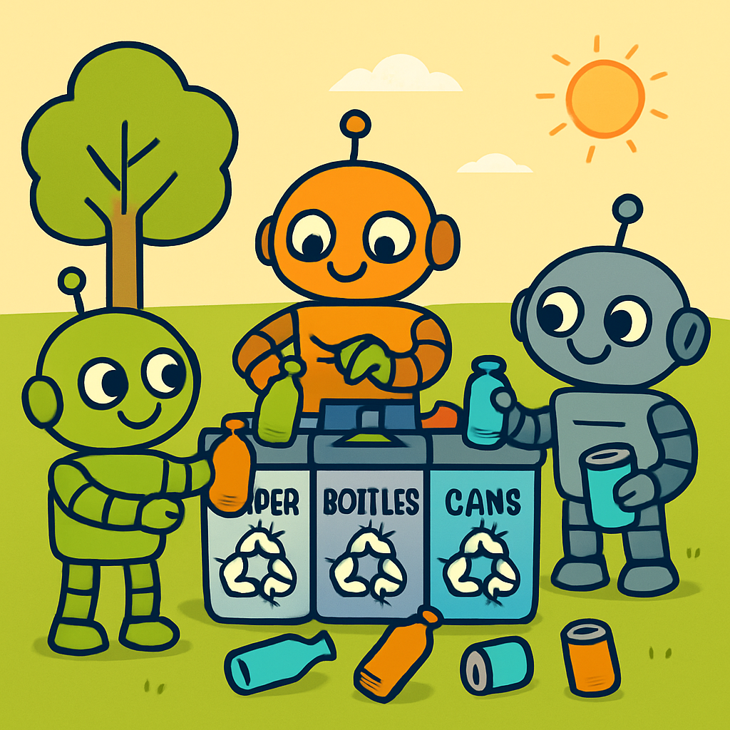 Robot Recycling Crew Paint by numbers art