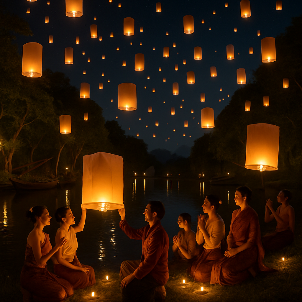 Lantern Festival River Release In Thailand Paint by numbers kits