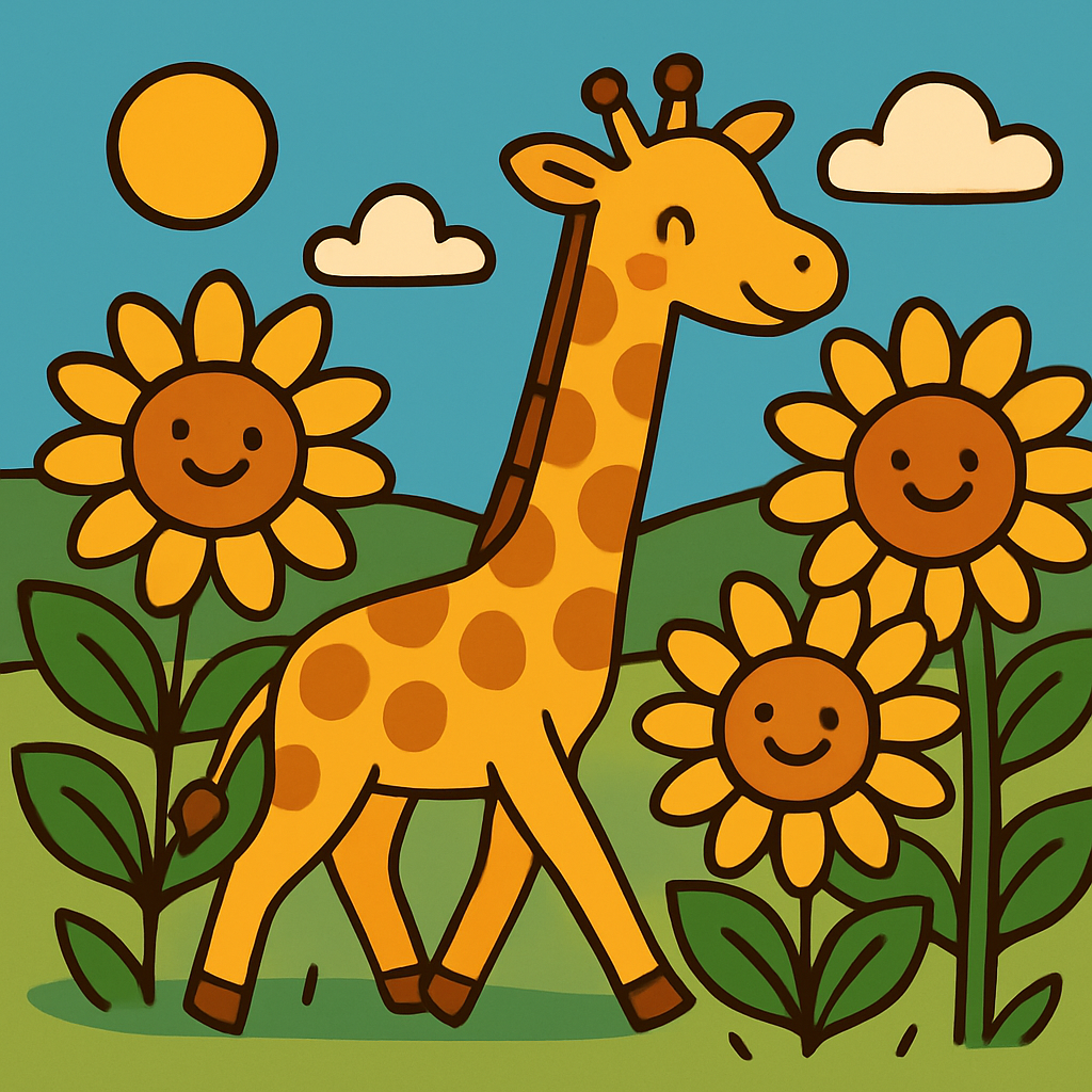 Sunflower Safari Giraffe Paint by numbers art