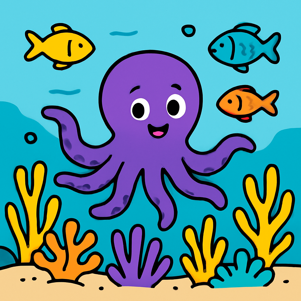 Underwater Adventure With A Playful Octopus paint by number