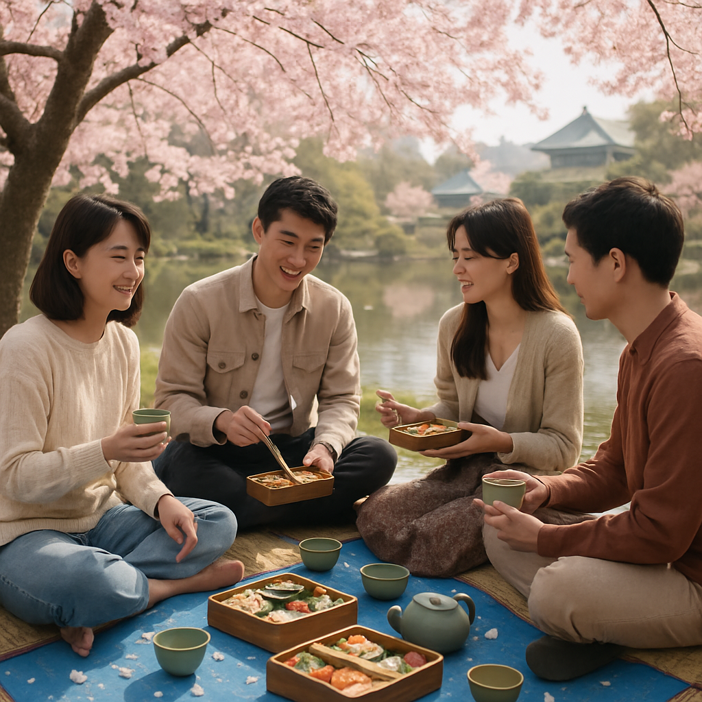 Hanami Cherry Blossom Viewing In Japan Paint by numbers kits