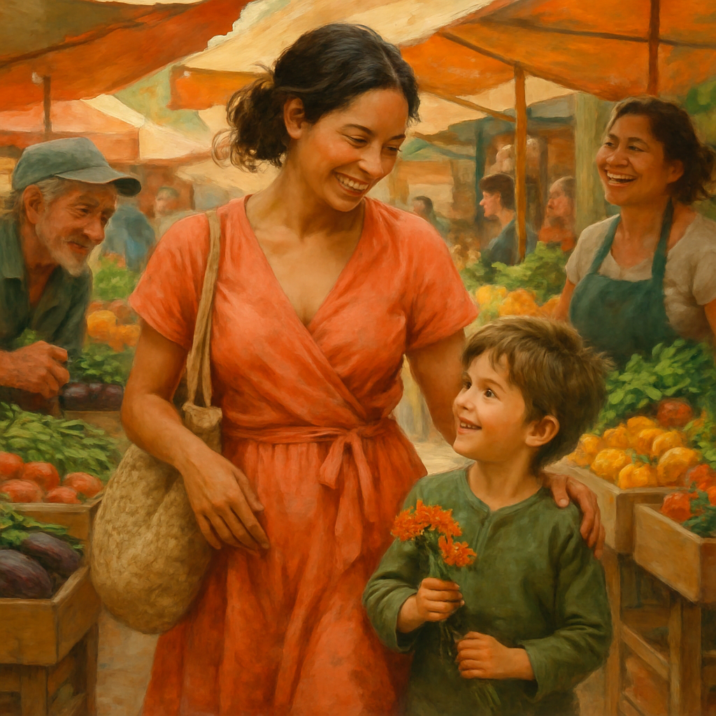 Market Morning Hand In Hand paint by numbers