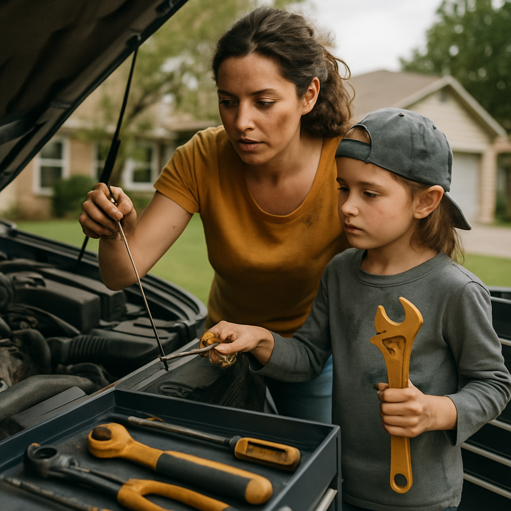 Car Repair Lesson In Driveway Numbered painting kits