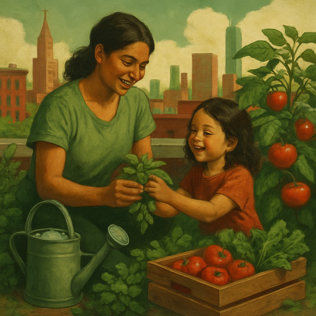 City Rooftop Garden Harvest paint by color