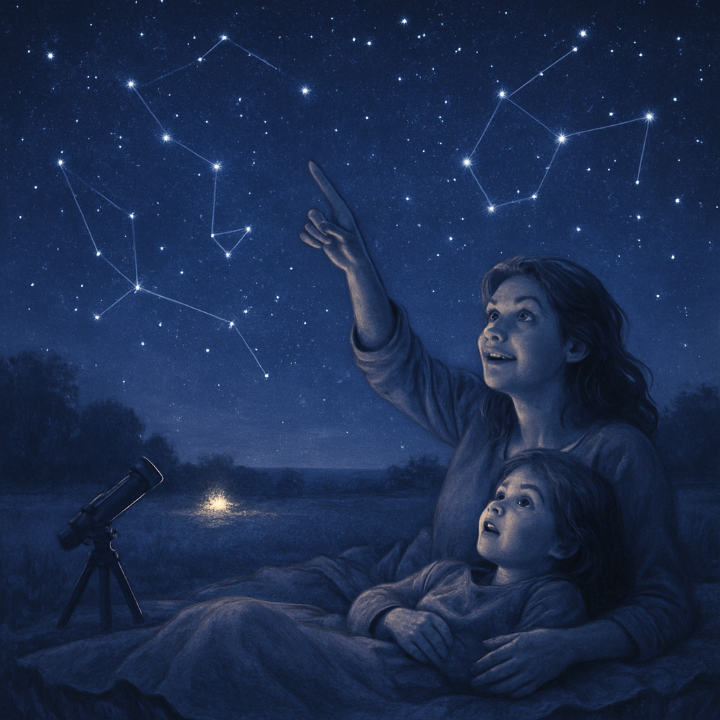 Midnight Stargazing With Blanket paint by color