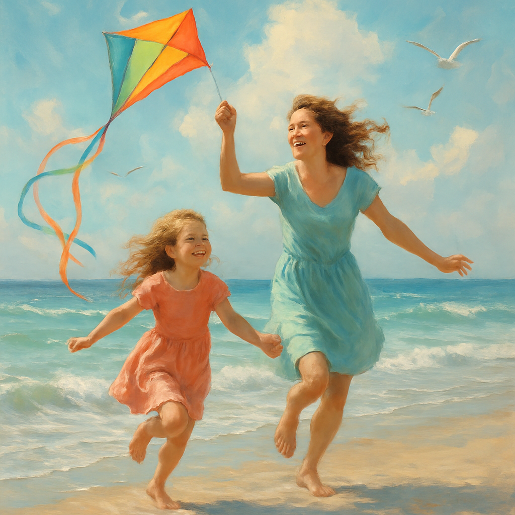 Seaside Kite Flying Lesson paint by color