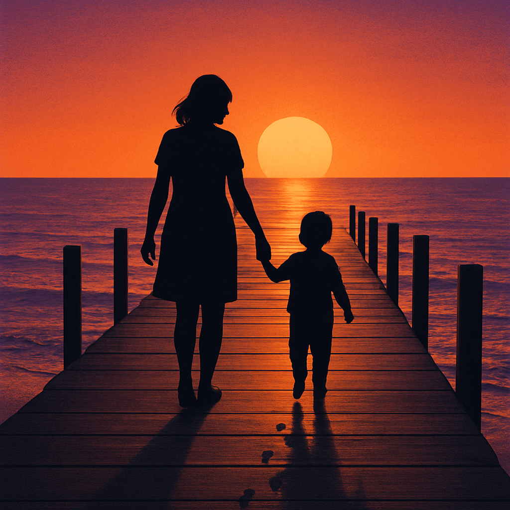 Sunset Pier Silhouette Walk DIY paint by numbers