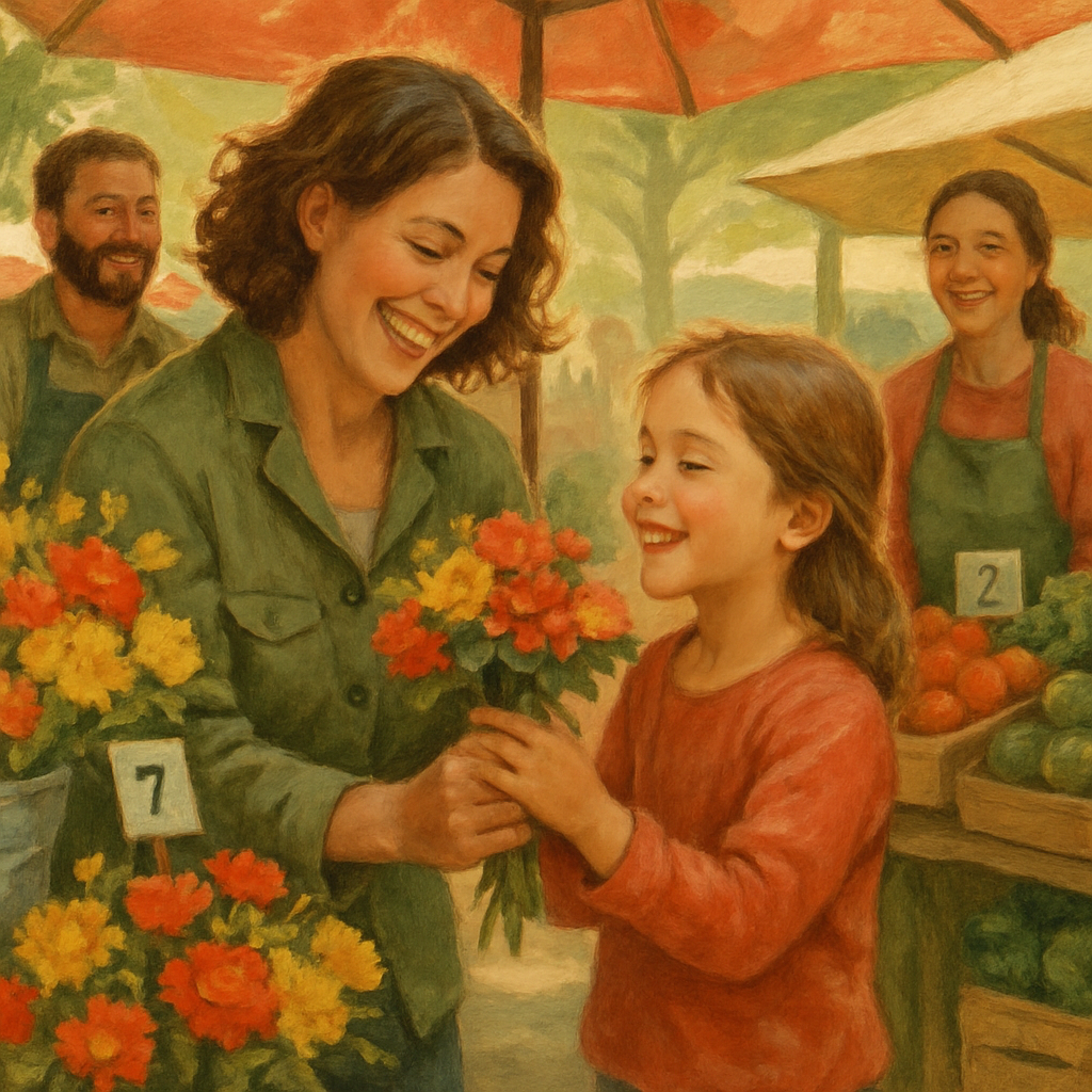Farmers Market Flower Picking Painting by numbers kit