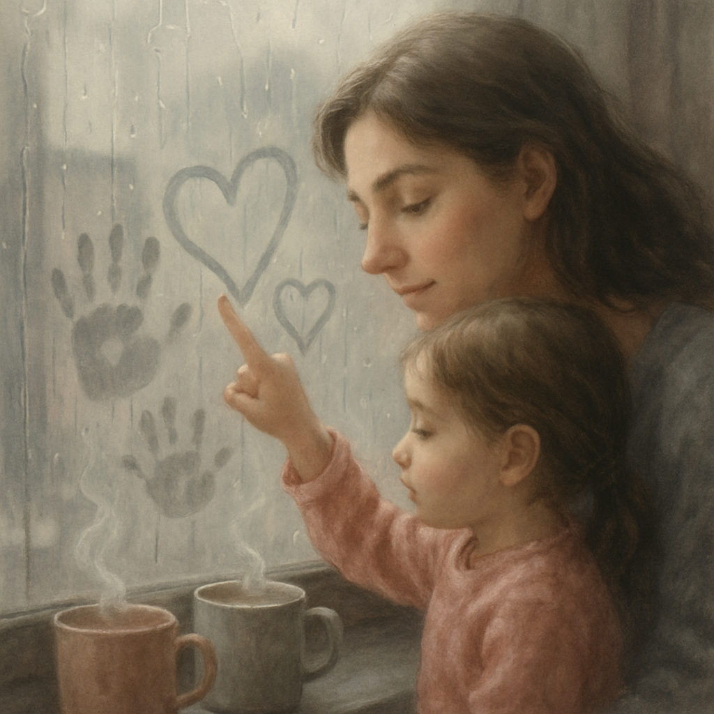 Rainy Window Heart Drawing Number painting