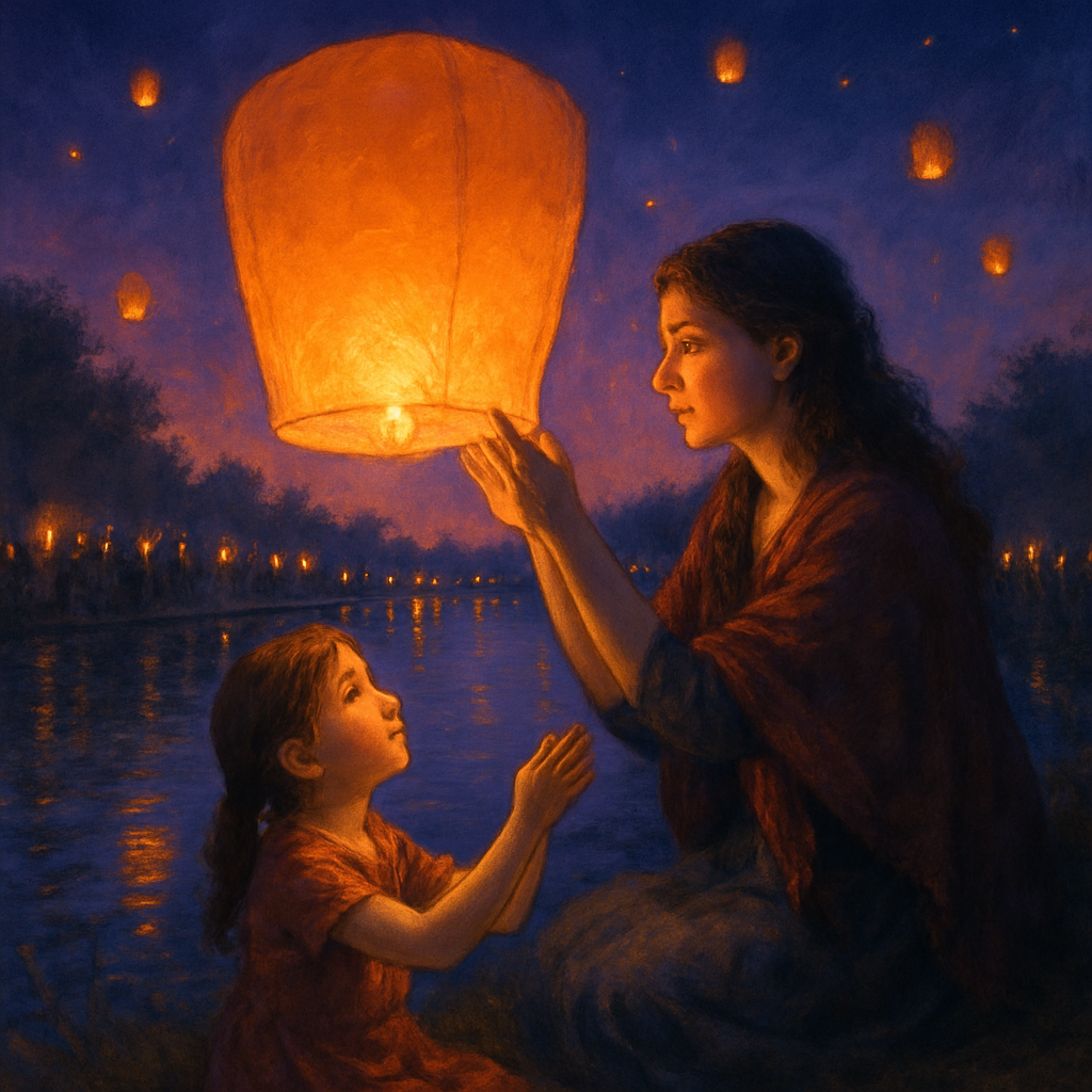 Riverside Lantern Release Paint by numbers art