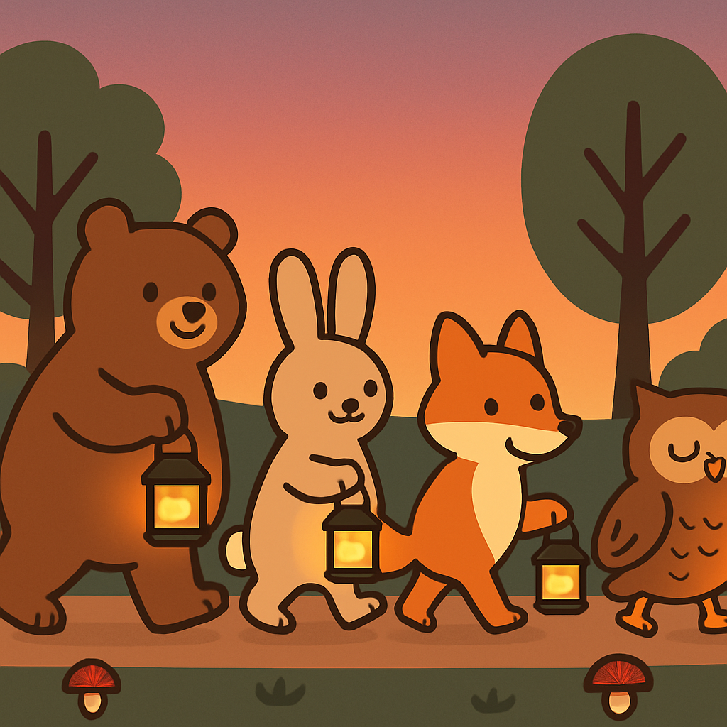 Forest Lantern Parade Paint by numbers kits