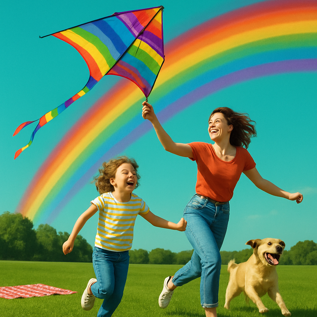 Rainbow Kite Flight paint by numbers