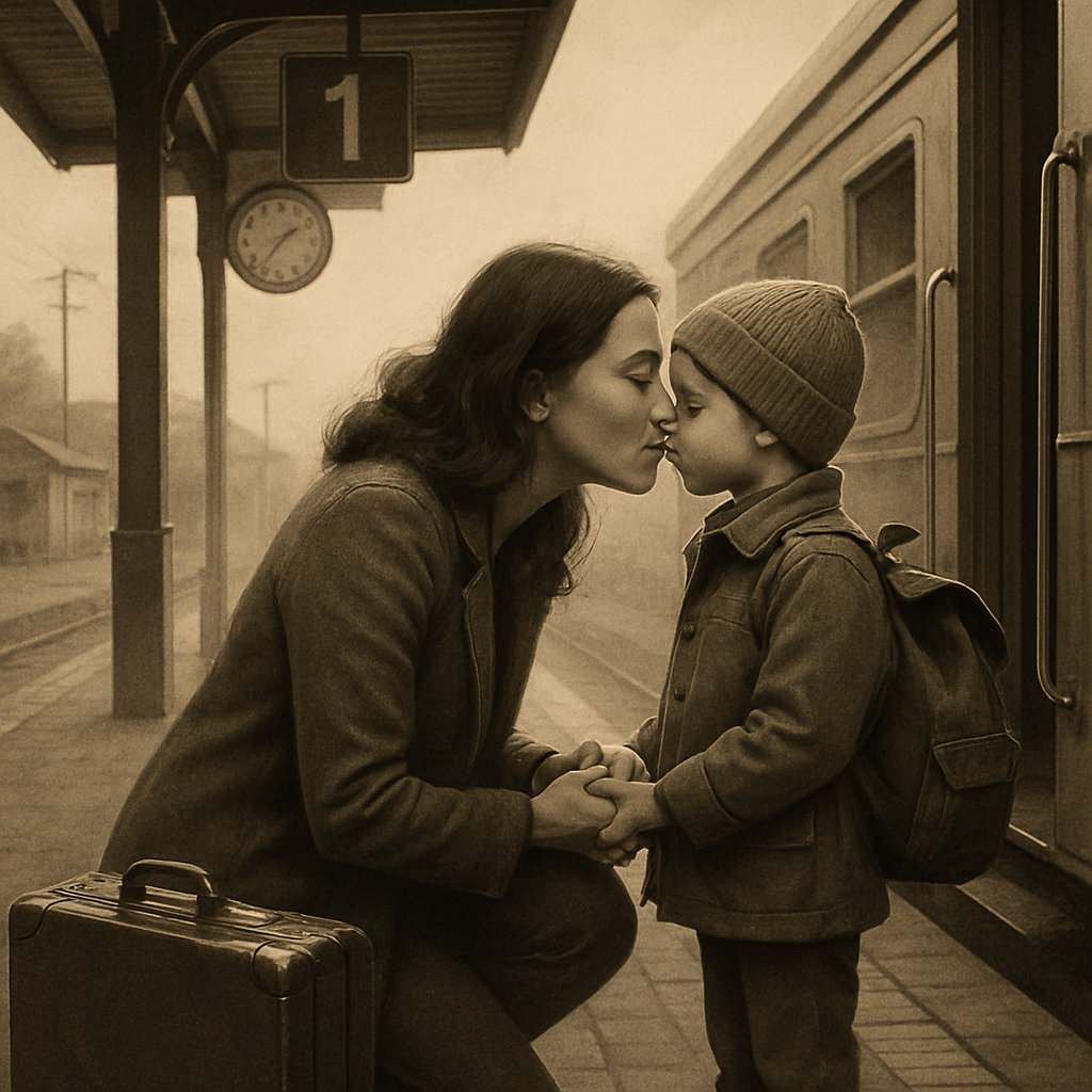 Train Station Goodbye Kiss paint by number