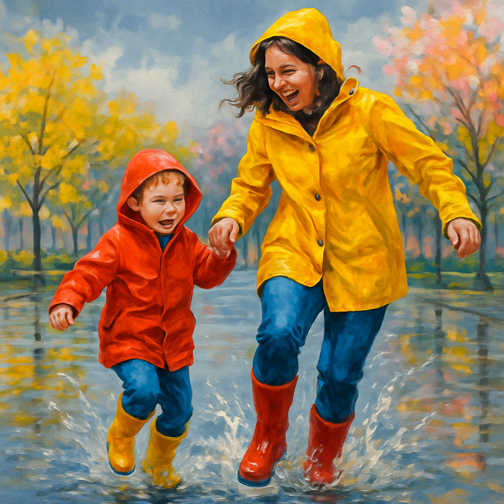 Shared Laughter On A Rainy Day Number painting