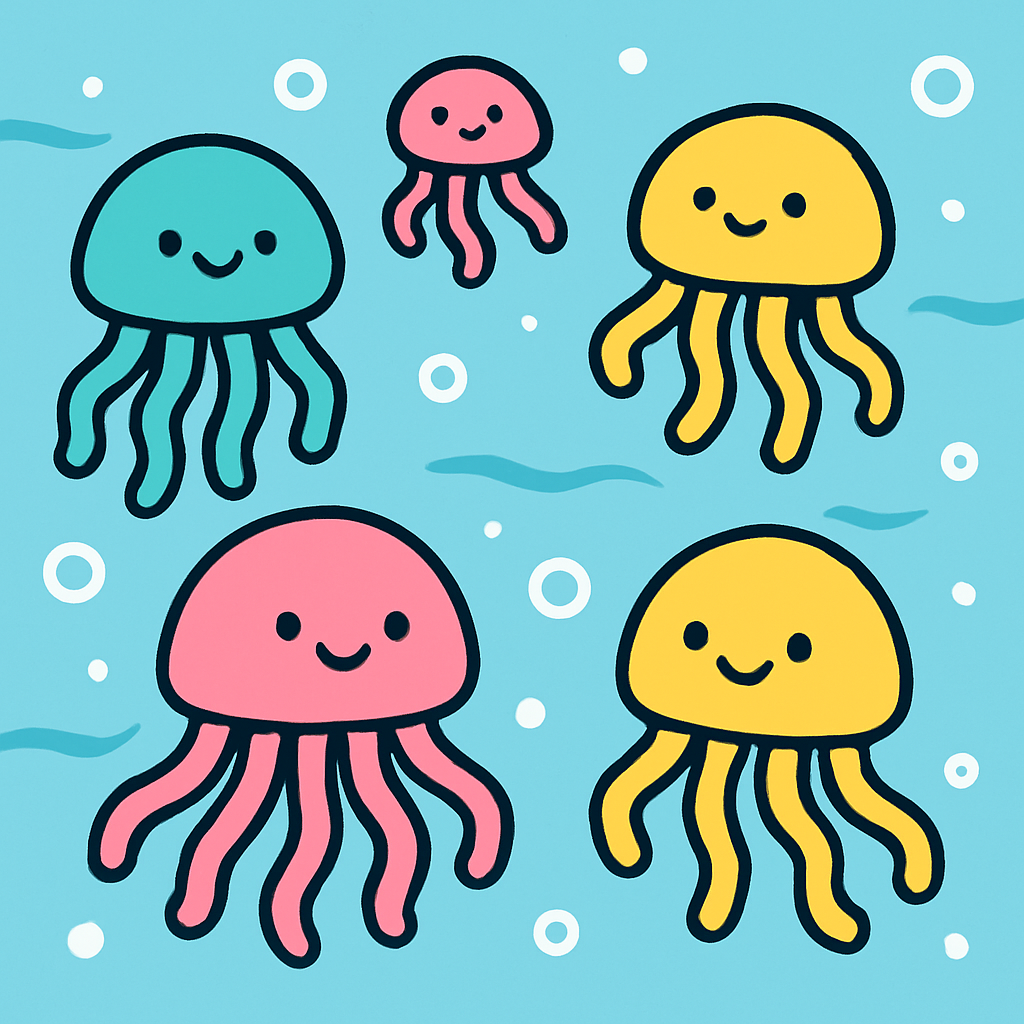 Underwater Jellyfish Parade Number painting