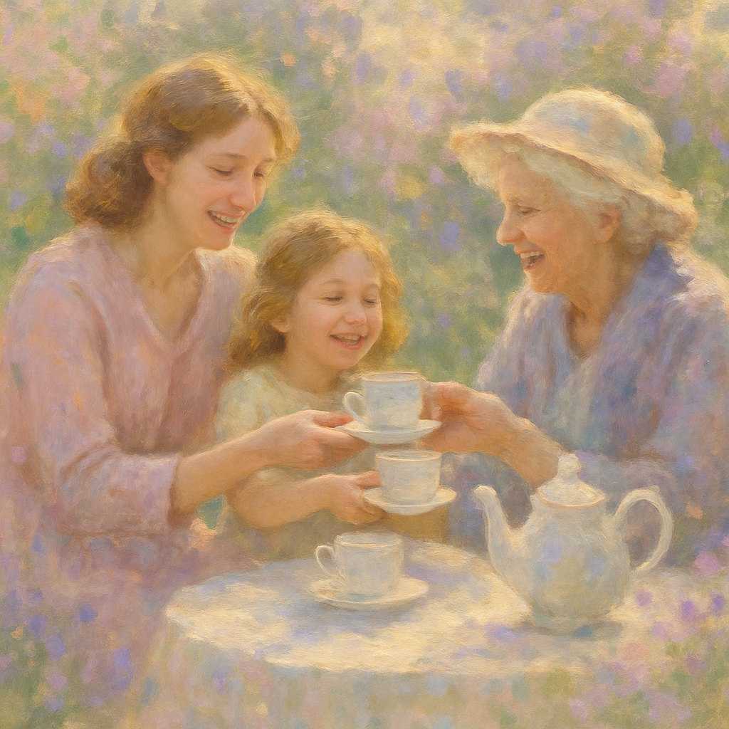 Garden Tea With Grandmother Painting by numbers kit