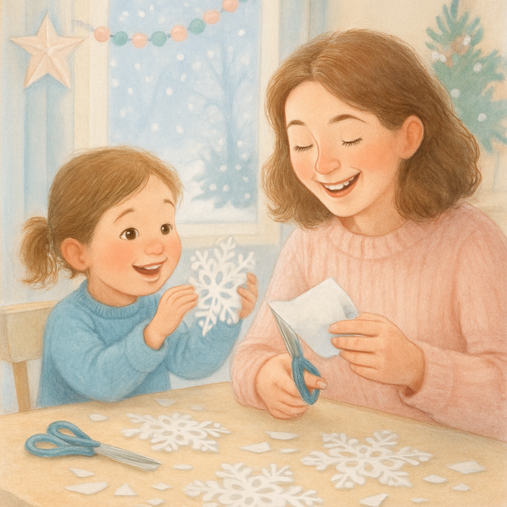 Creating Paper Snowflakes Number painting