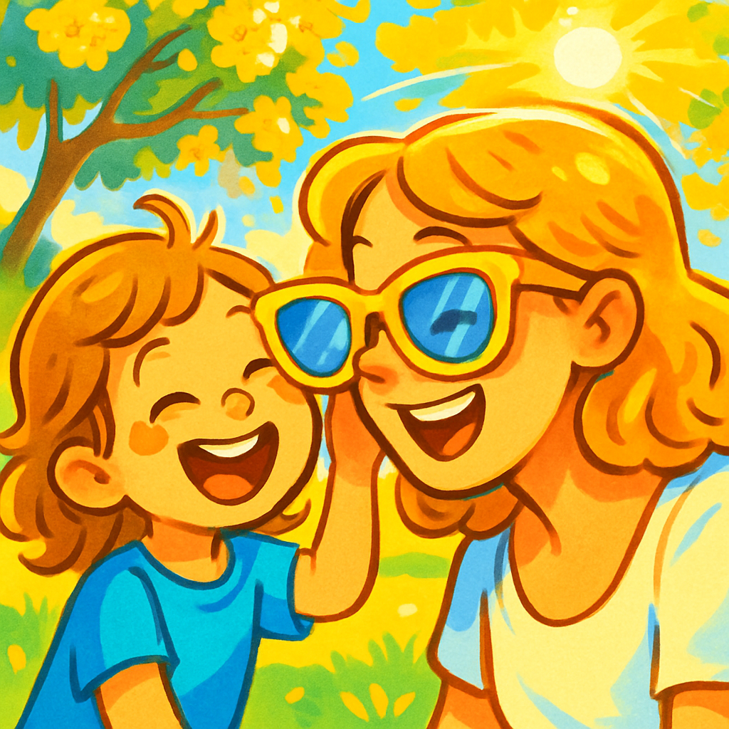 Mother And Child Sharing Sunglasses painting number kit