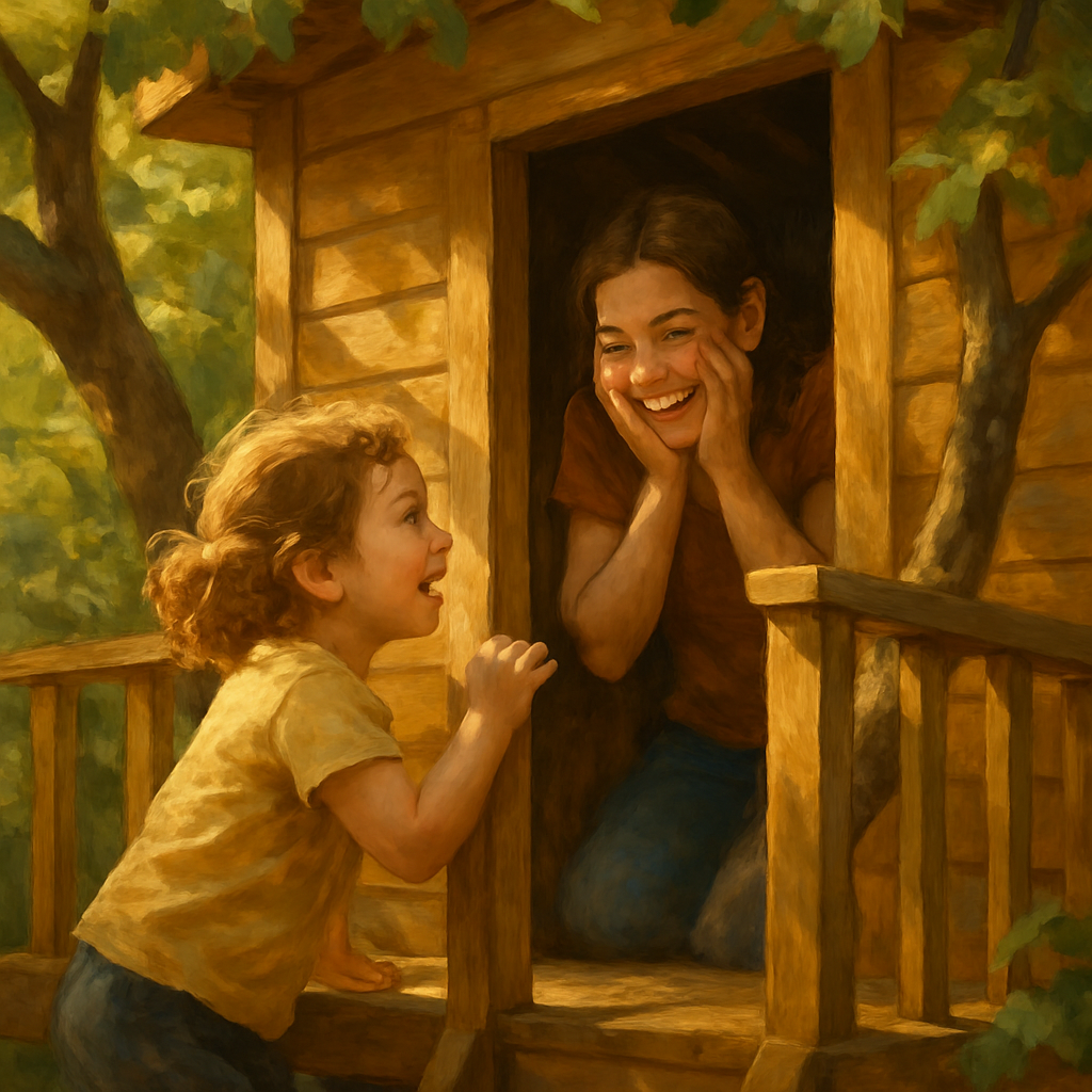 Mother And Child Playing Hide In Treehouse paint by number