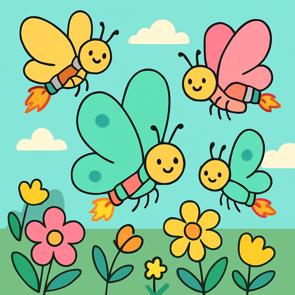 Rocket Garden Butterflies painting number kit