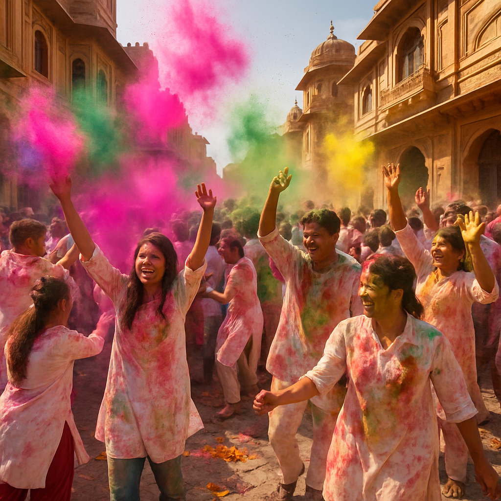 Holi Festival In Jaipur Streets DIY paint by numbers