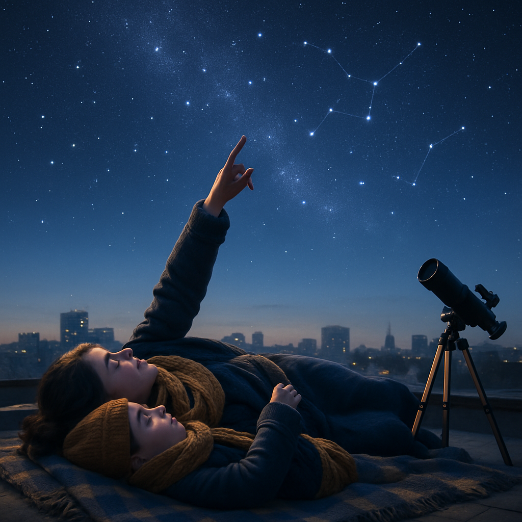 Rooftop Stargazing Blanket paint by numbers