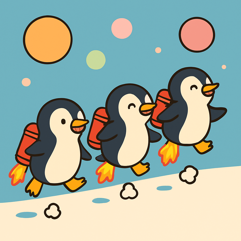 Rocket Penguin Parade Painting by numbers kit