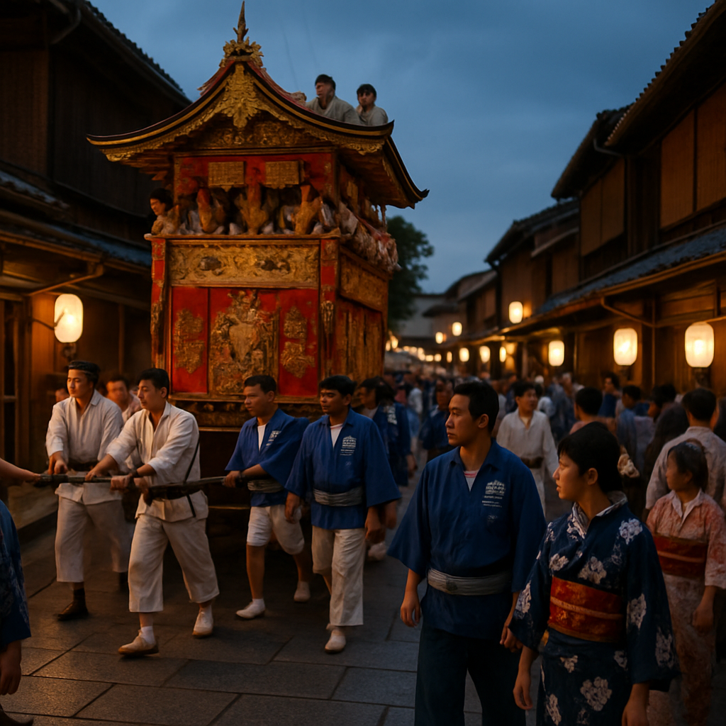 Traditional Japanese Gion Matsuri Festival paint by color