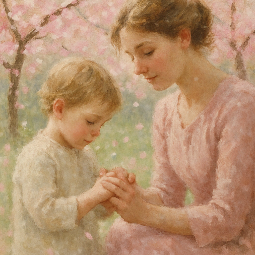 Holding Hands Beneath Cherry Blossoms Paint by numbers art