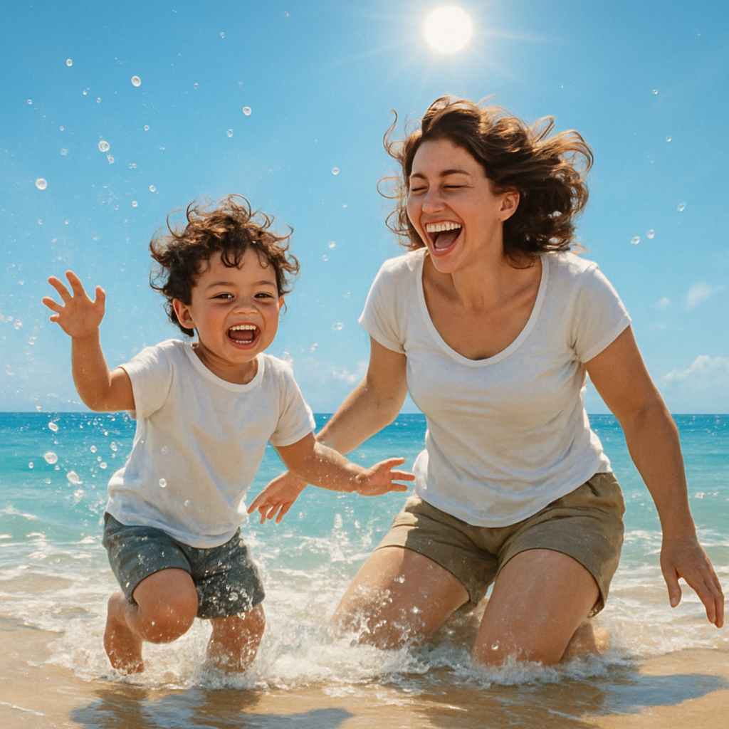 Splashing Joy At The Seaside Number painting