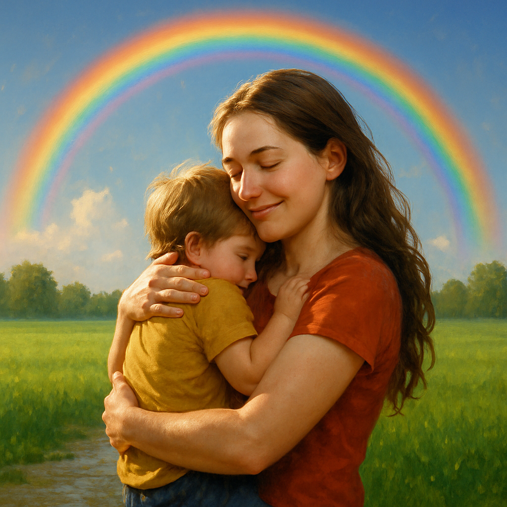 Embracing Under Rainbow Sky paint by numbers