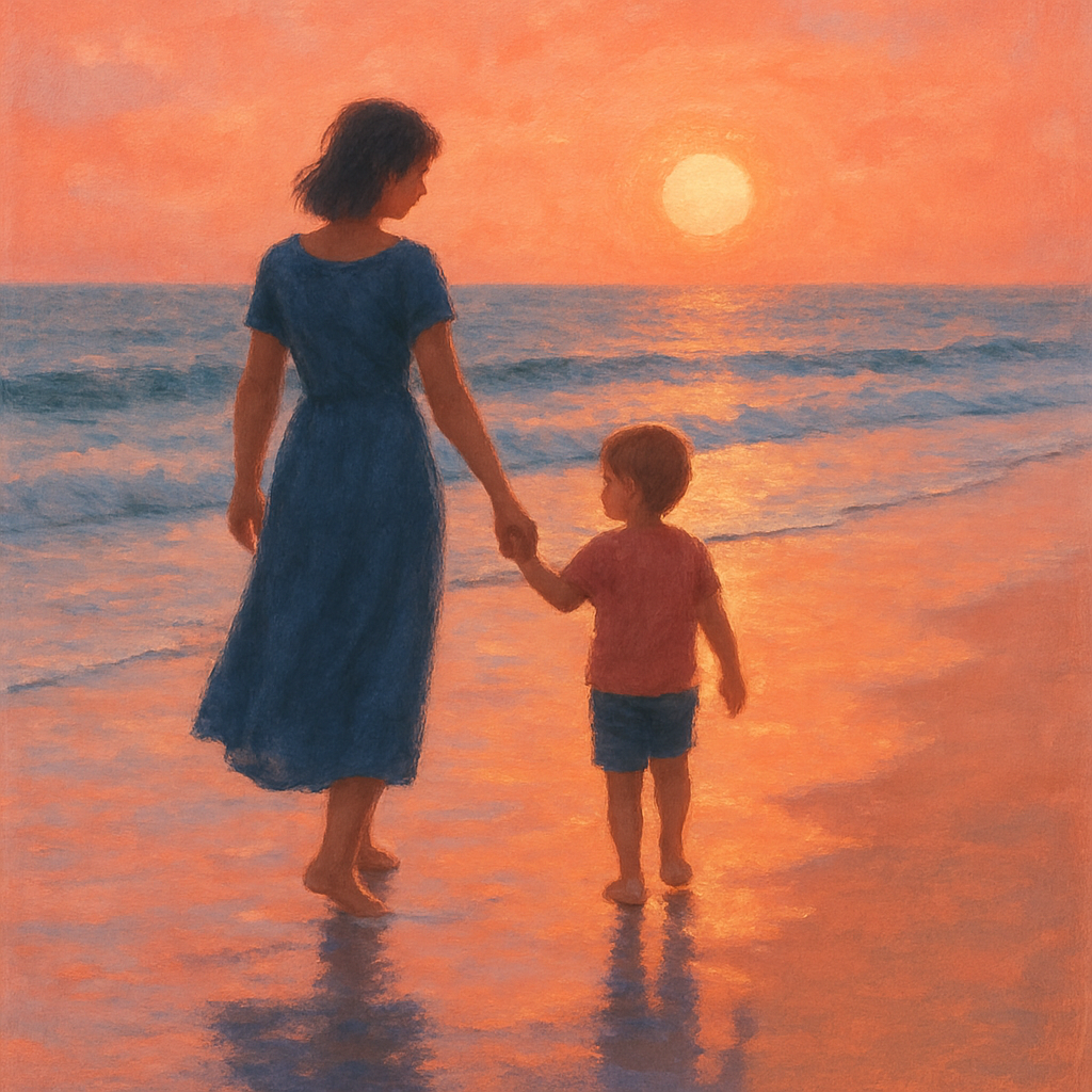 Seaside Stroll At Sunset Paint by numbers art