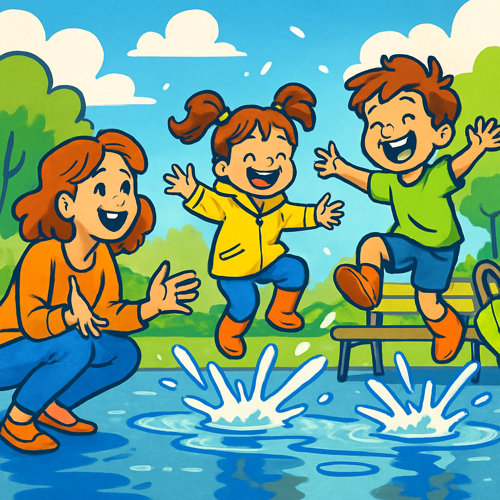 Puddle Jumping Siblings paint by color
