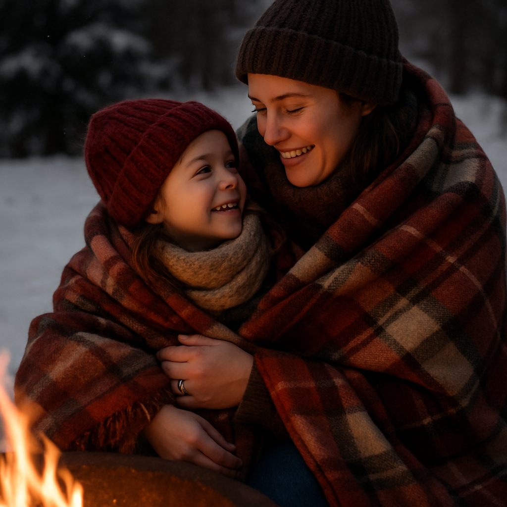 Sharing A Warm Blanket Outside Numbered painting kits