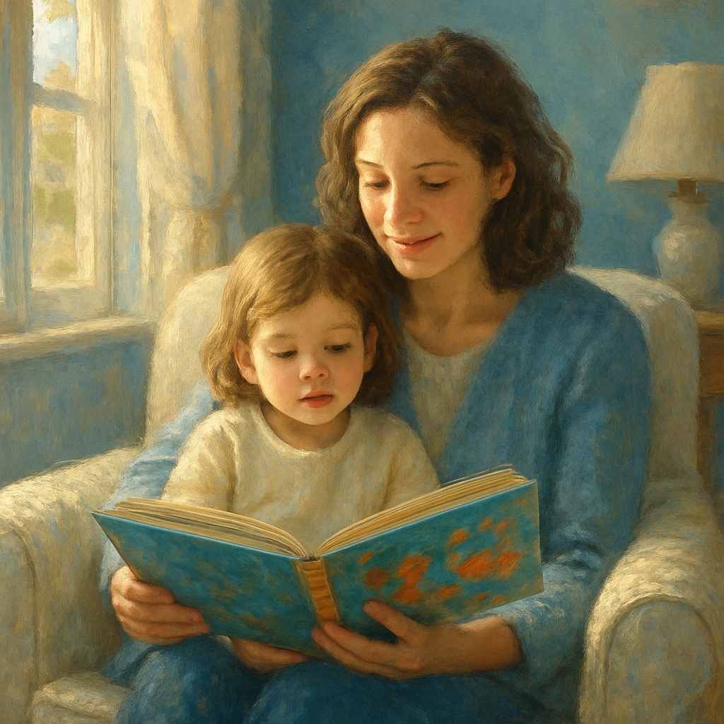 Mother And Child Reading Together paint by number