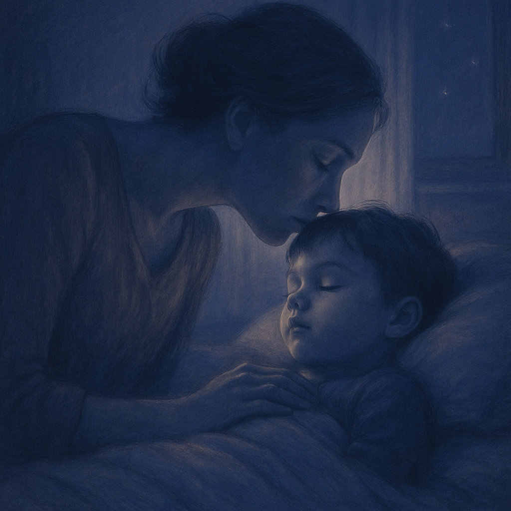 A Mothers Gentle Kiss Goodnight Painting by numbers kit