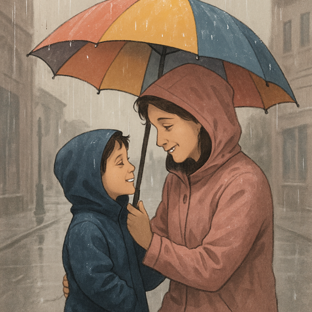 Together Under Umbrella Rain paint by color