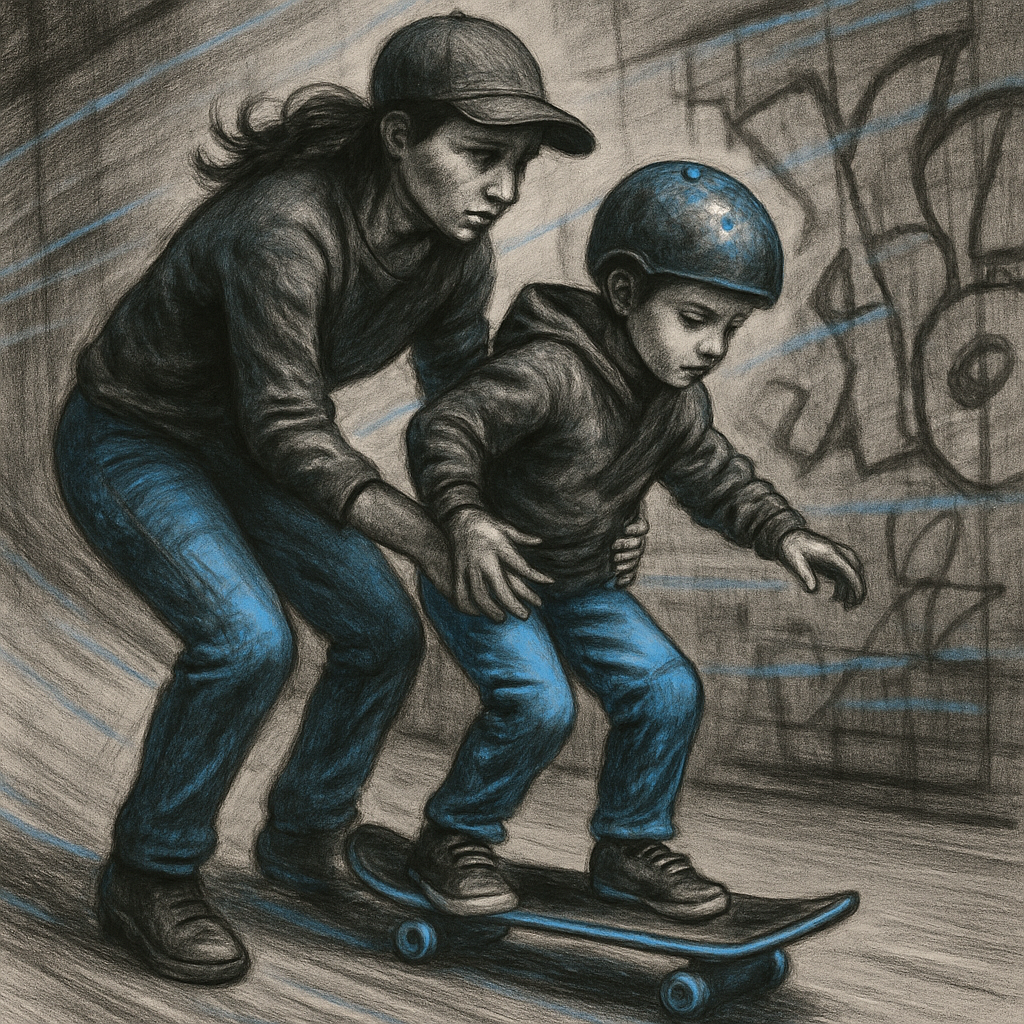 Mother And Child Skate Park Support paint by numbers