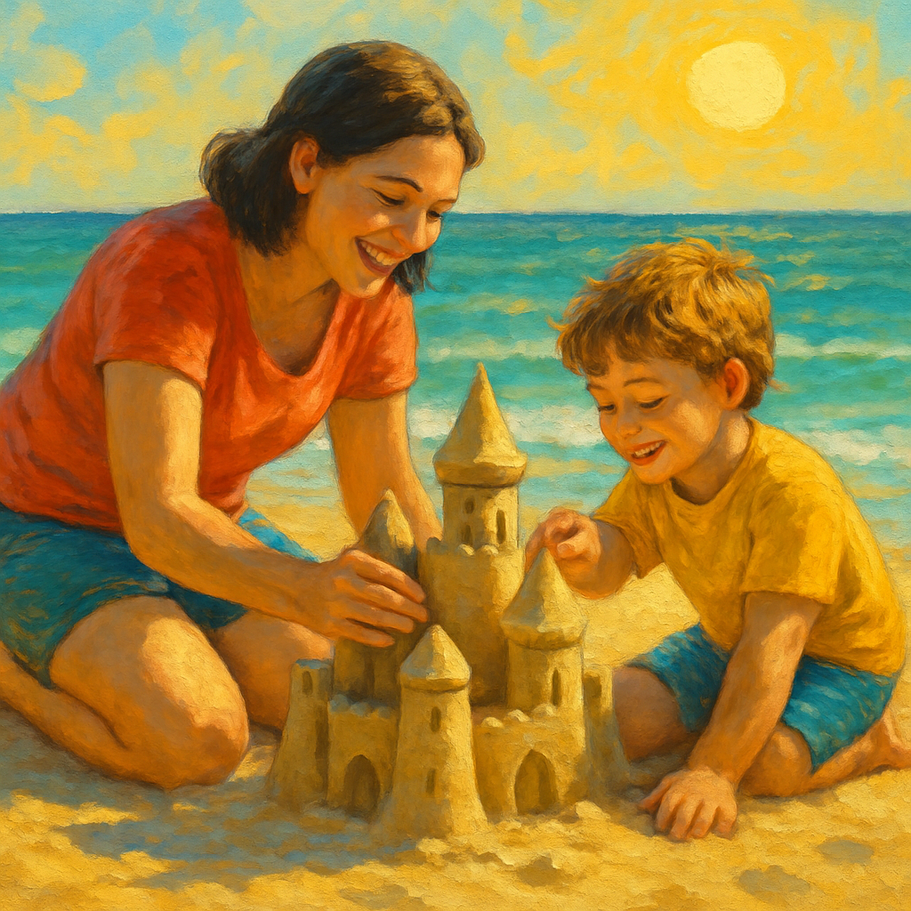 Building Sandcastles At Shore painting number kit