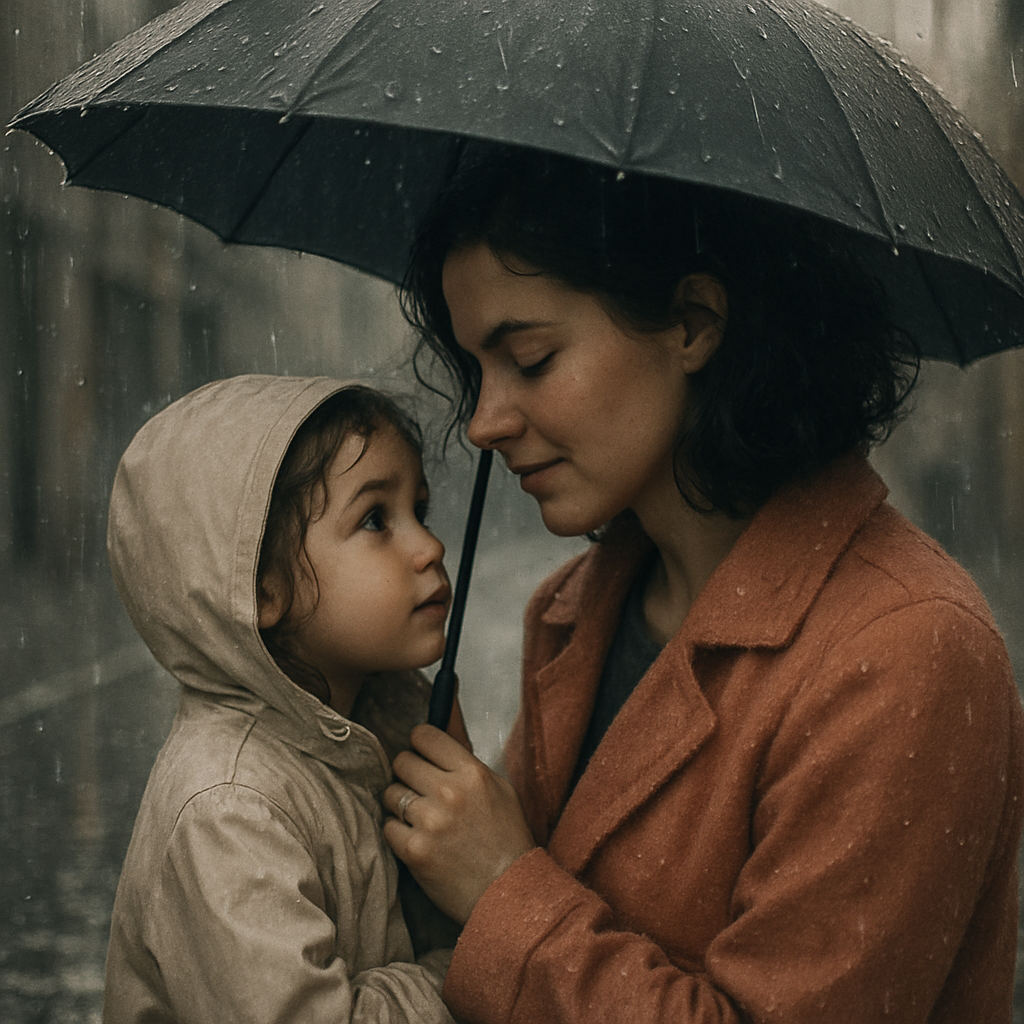 Sharing Umbrella On Rainy Day Painting by numbers kit