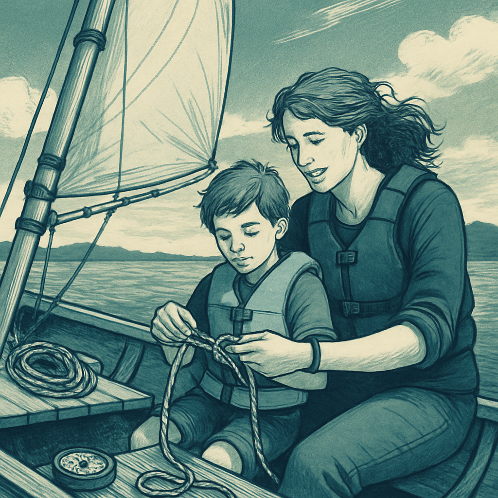 Mother And Child Sailing Lesson paint by number