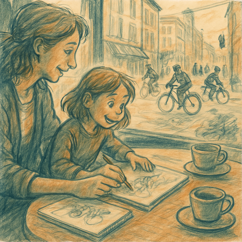 Mother And Child Urban Sketching Painting by numbers kit