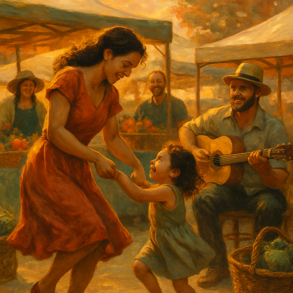Mother And Child At Farmers Market Music Numbered painting kits