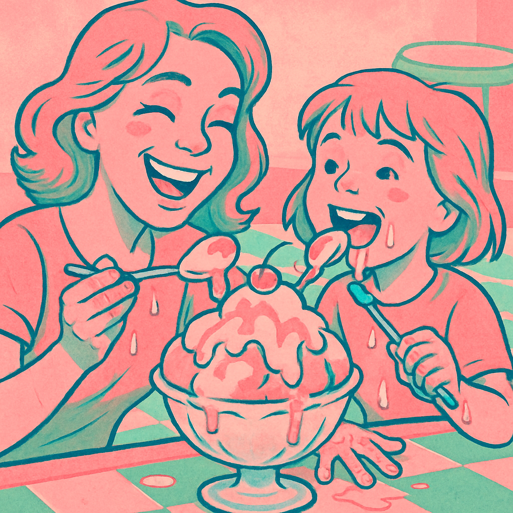 Mother And Child At Ice Cream Parlor Numbered painting kits