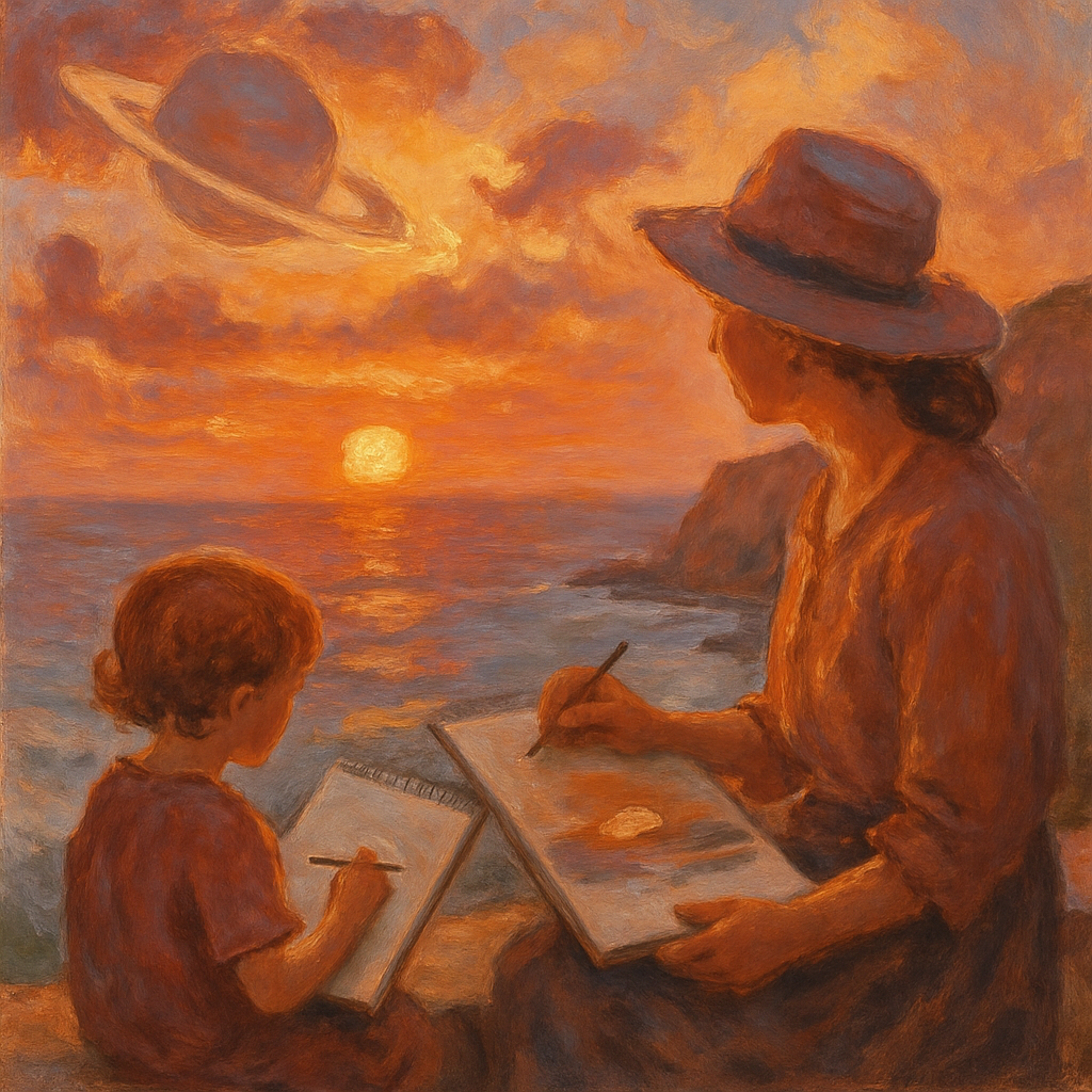 Saturn Sunset Sketch Paint by numbers kits