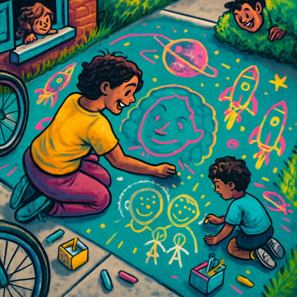 Galaxy Chalk Sidewalk Art Number painting