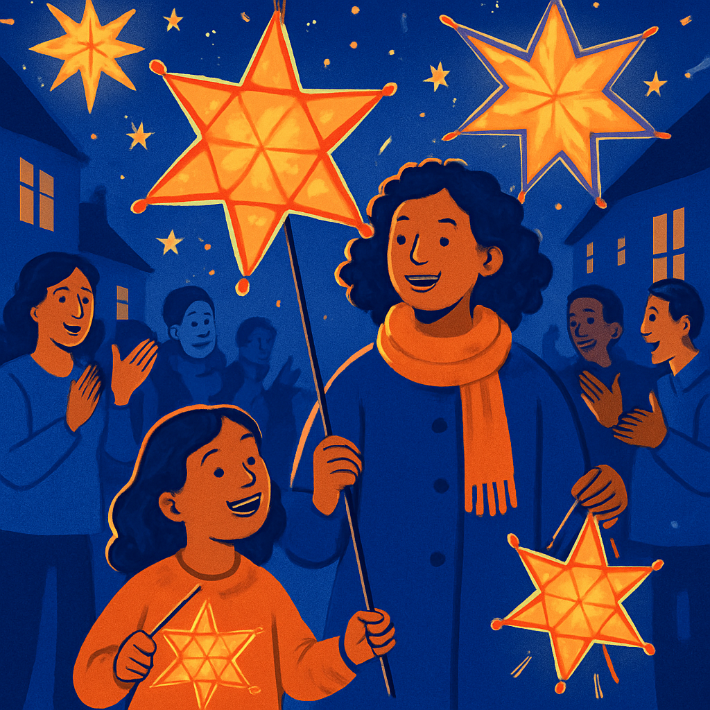 Neighborhood Lantern Parade paint by numbers
