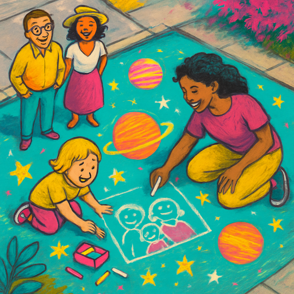 Sidewalk Chalk Galaxy Mural paint by numbers