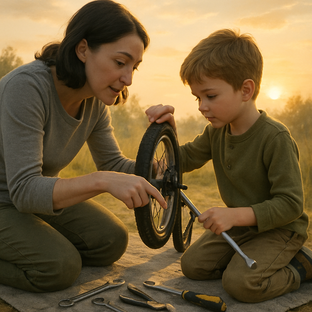 Sunrise Bike Repair Lesson Paint by numbers art